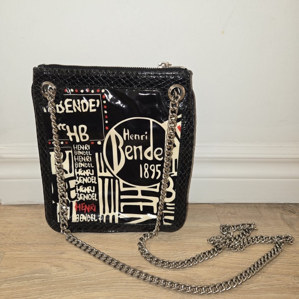 Henri Bendel Black and White Crossbody Bag with Chain Strap